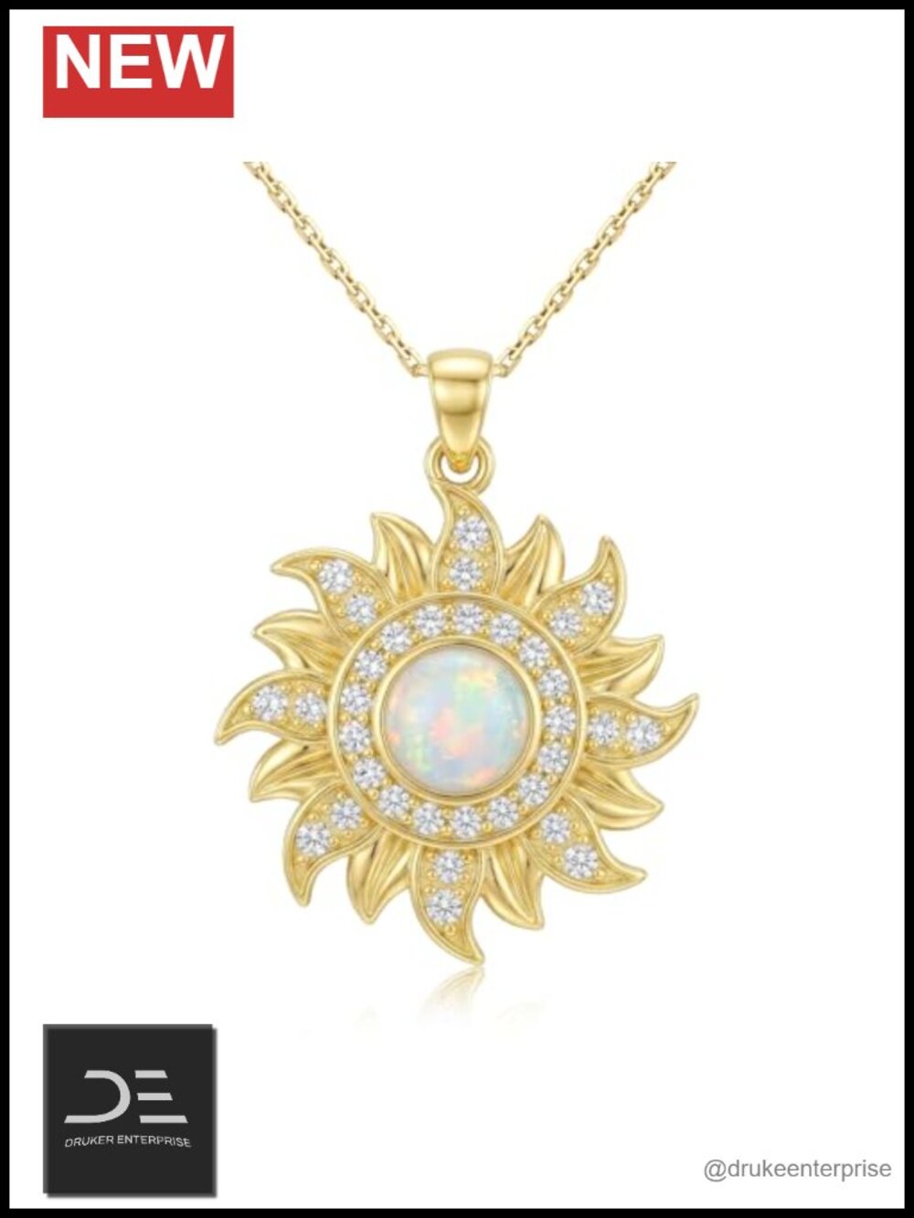 Sun and Moon Pendant Necklace 925 Sterling Silver 14K Gold Plated Celestial